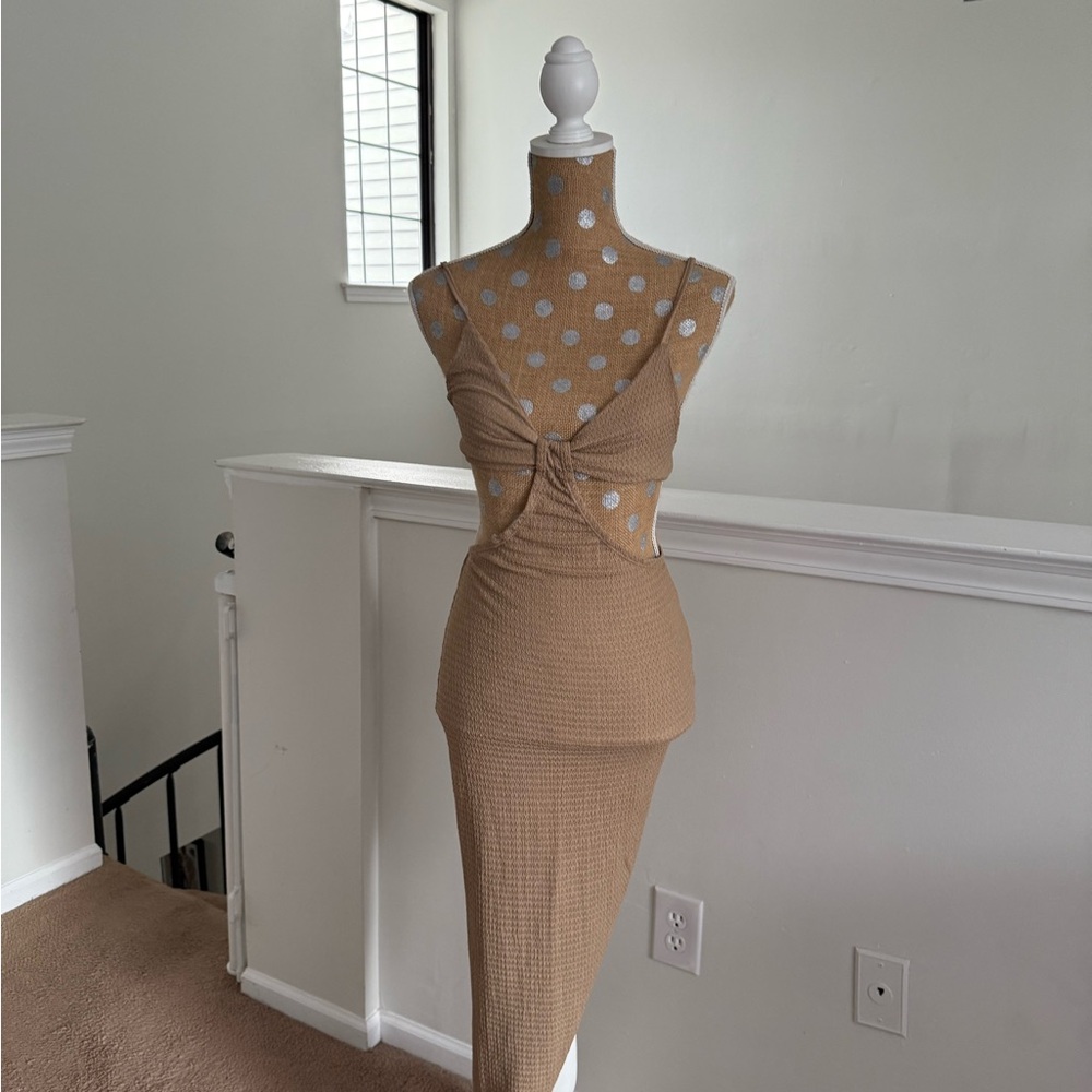 SHEIN Tan Asymmetrical Dress